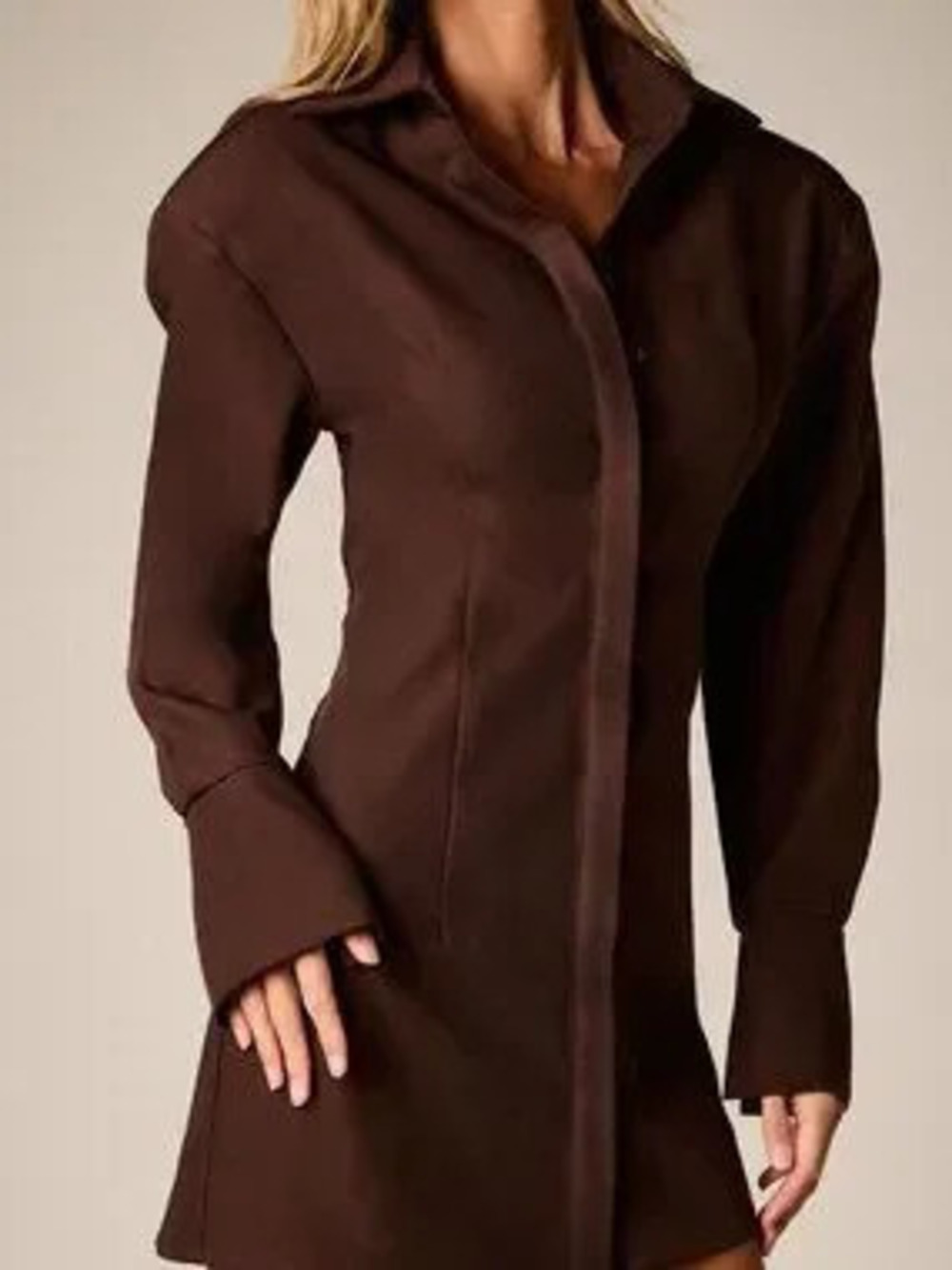 ZARA Brown Elegant Women's Mini Shirt Dress